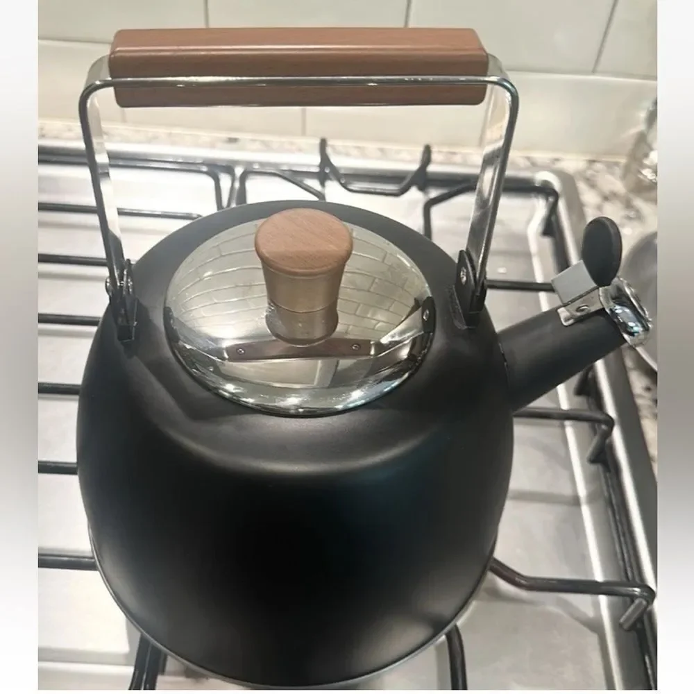 Well Equipped Kitchen Black Matte Stainless Steel Tea Kettle